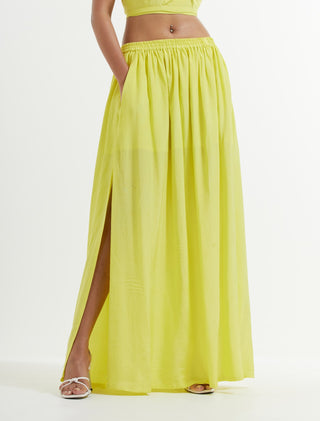 Yellow Marae Skirt Front Side Down View