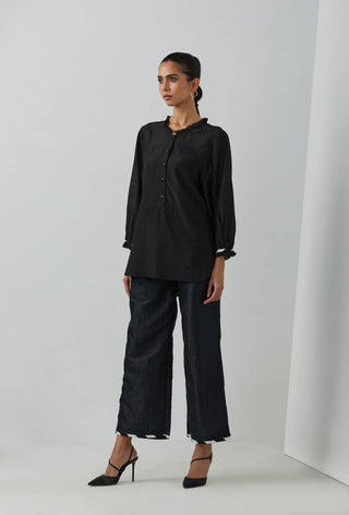 Black Chanderi Gypsy Tunic Left View