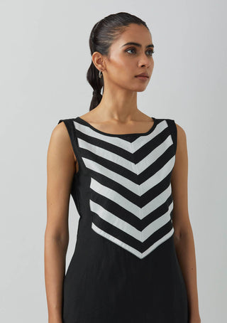 Black Chanderi High Low Mehraab Kurta Close View