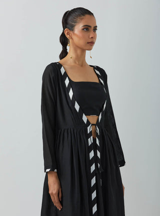 Black Chanderi Overlay Right Side Zoom In View