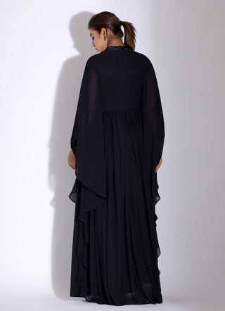 Black Pleated Kaftan Gown