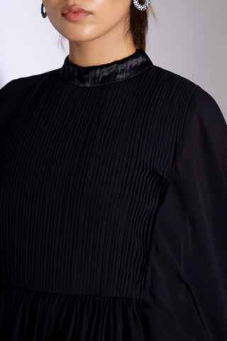 Black Pleated Kaftan Gown