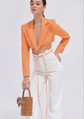 Crop wrap blazer