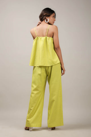 lime yellow linen co-ord set back