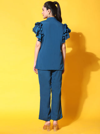 ruffle crepe coord set back