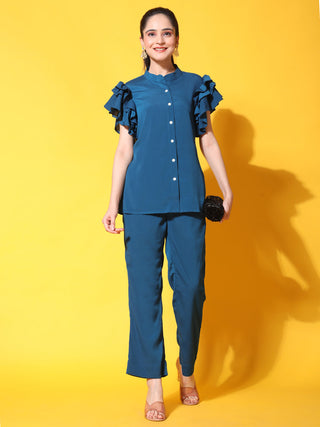 ruffle crepe coord set front 1