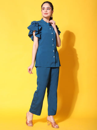 ruffle crepe coord set side 1